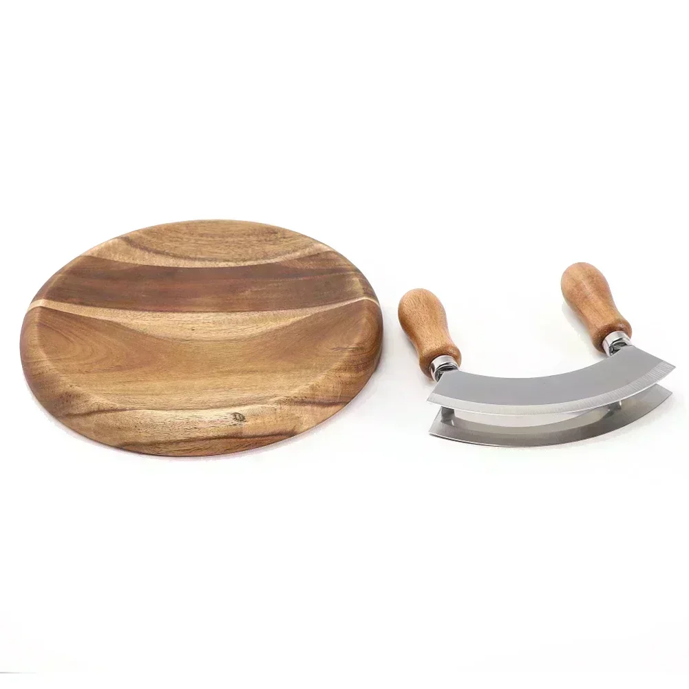 

Stainless Steel Double-sided Cutter Onion Herb Cutter Set Cheese Cutter Wooden Handle Double Handle Swing Cutter Cutting Board