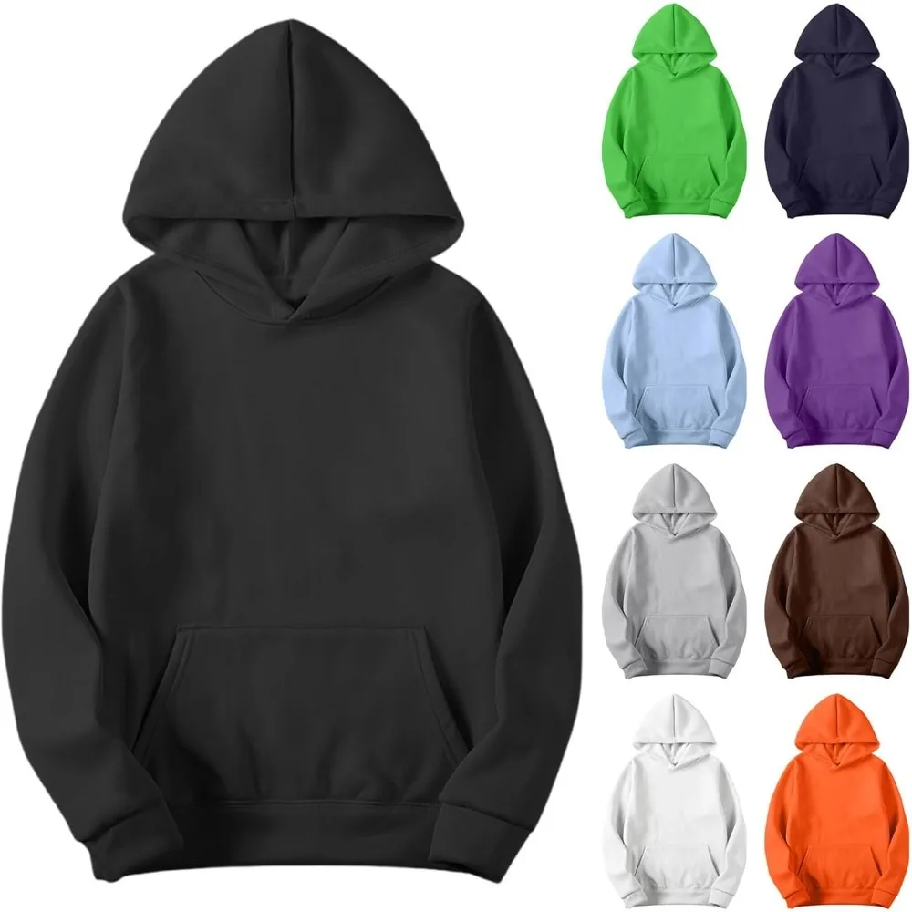 بلوفر بغطاء للرأس للرجال، سويت شيرت خفيف الوزن كبير الحجم مبطن بالصوف بقلنسوة Y2K وأكمام طويلة مع قلنسوة شتوية 2025 #1