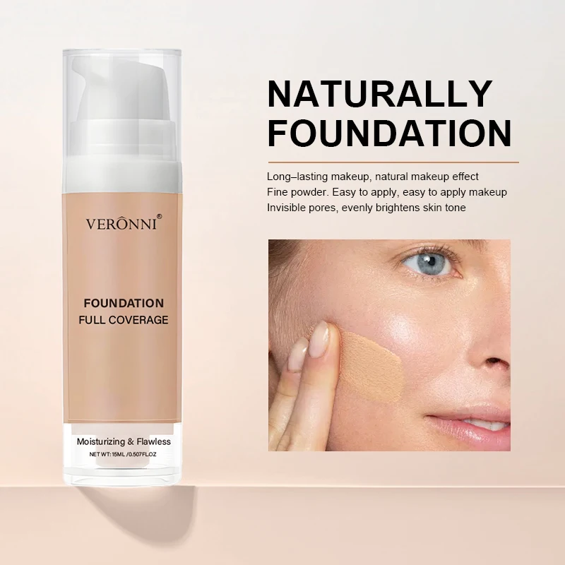 6-Color Foundation 15ml – Lightweight Buildable Coverage, Natural Matte Finish, Long-Lasting, Suitable for All Skin Tone