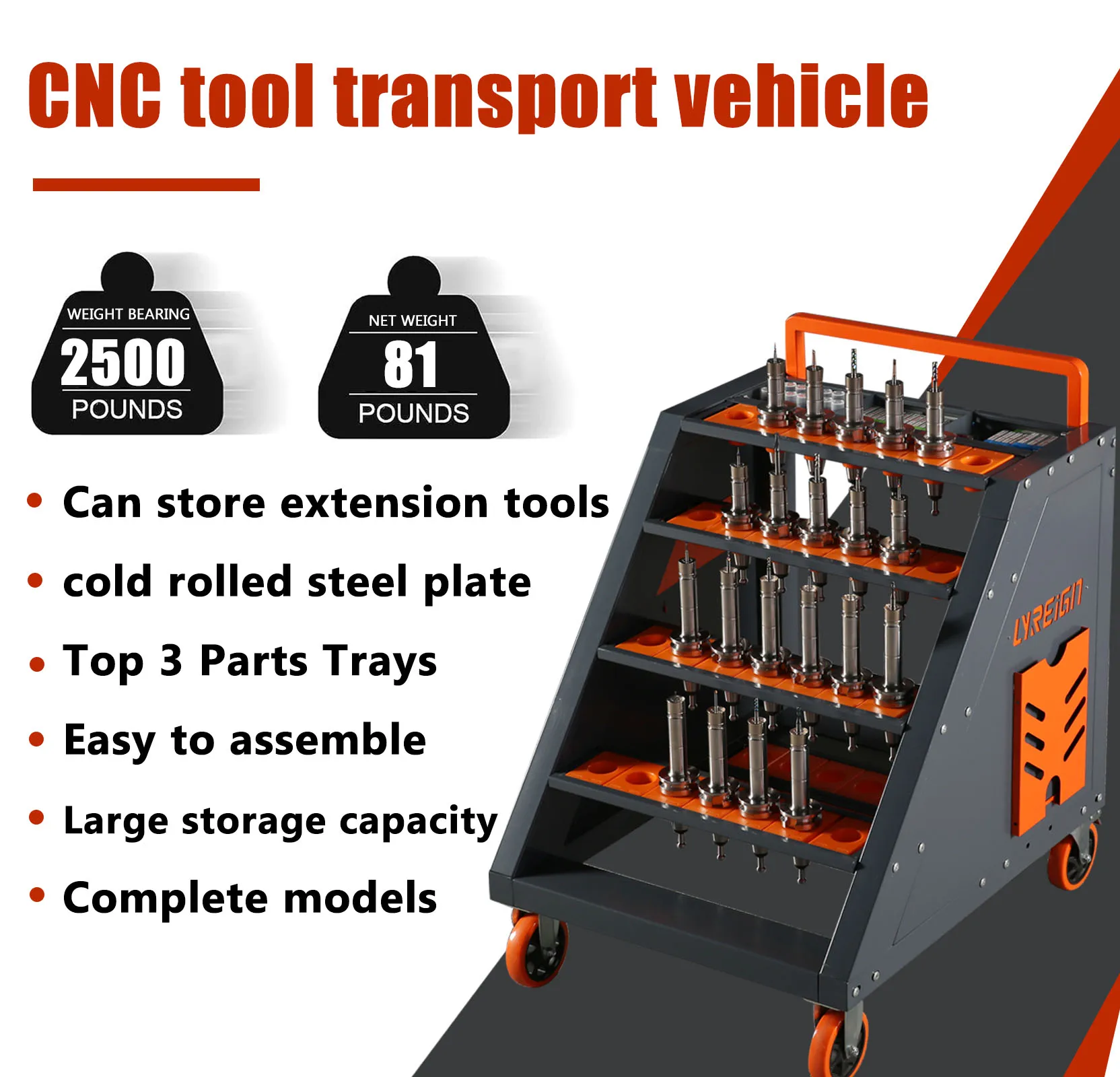 ZYCA3-BT30Workshop Tool Transport Cart CAT40/BT40 Movable Cnc Tools Holder Cart