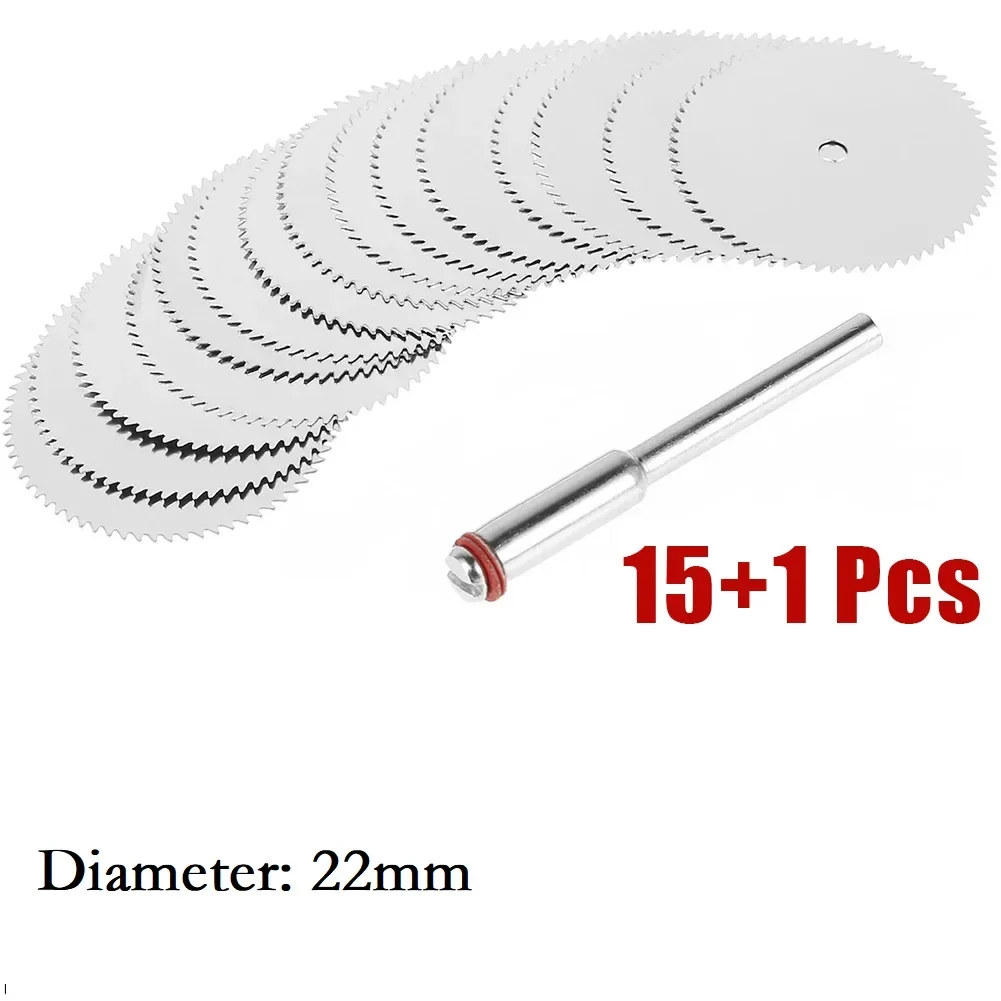 15Pcs/set 22mm Mini Circular Saw Blade Stainless Steel Cutting Disc Wood Cutting Wheel For Dremel Rotary Tool