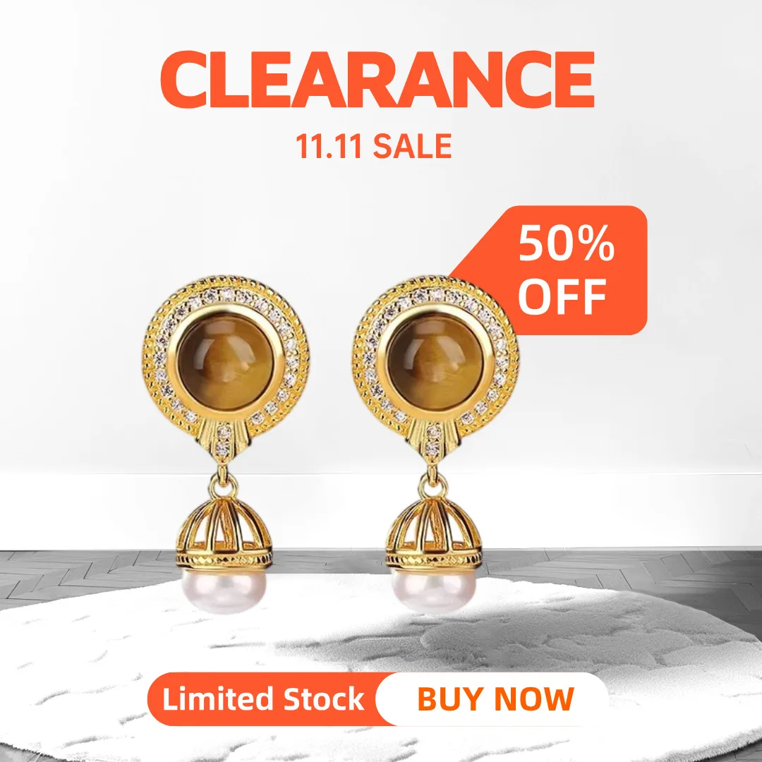 

GEEZENCA 925 Sterling Silver Tiger's Eye Stone Pearl Dangle Earrings For Women Clearance Limited Stock First Come First Get