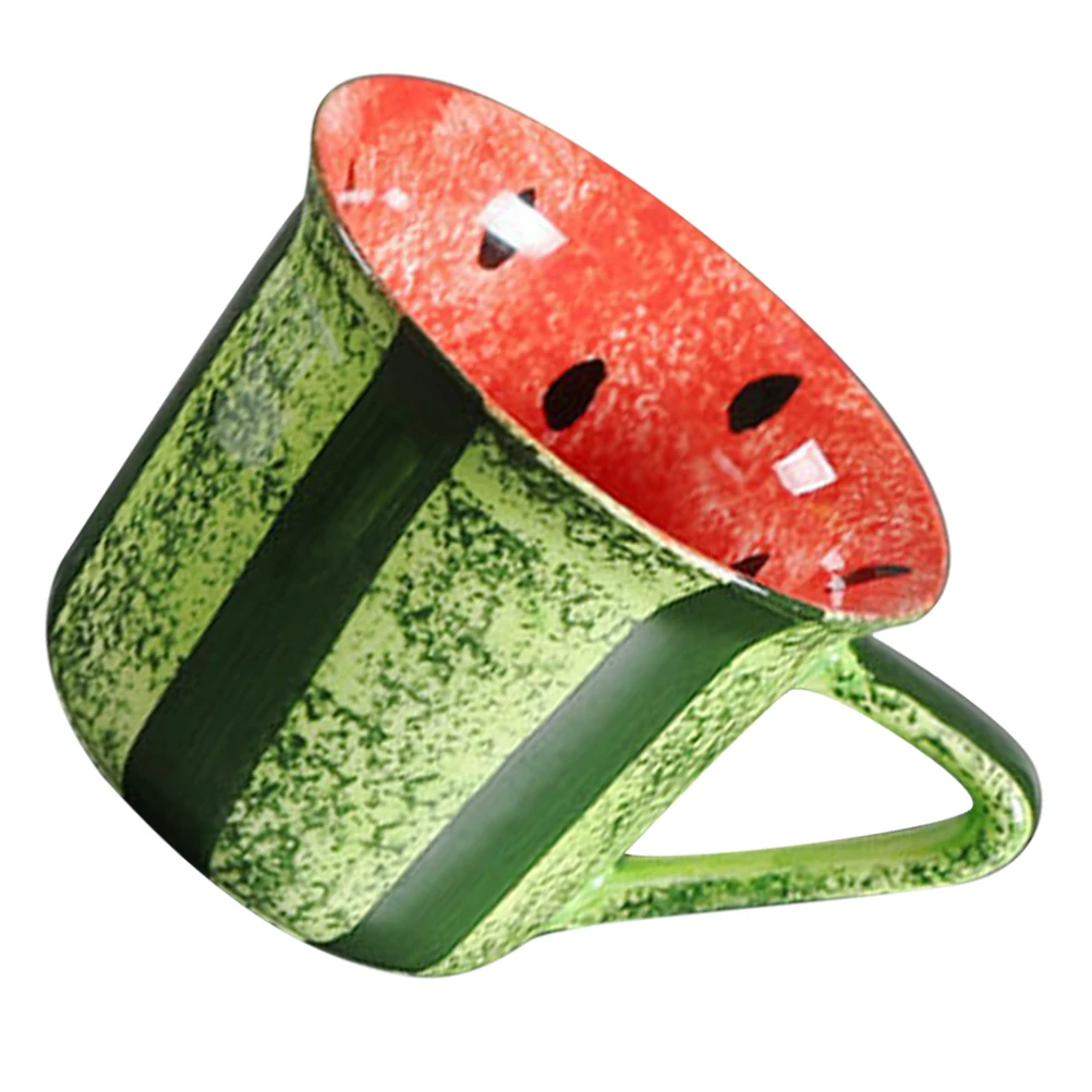

Ceramic Watermelon Cup Vibrant Underglaze Coffee Mug Tea Beverage Cup Home Office Use Exquisite Design Long Lasting Ceramic