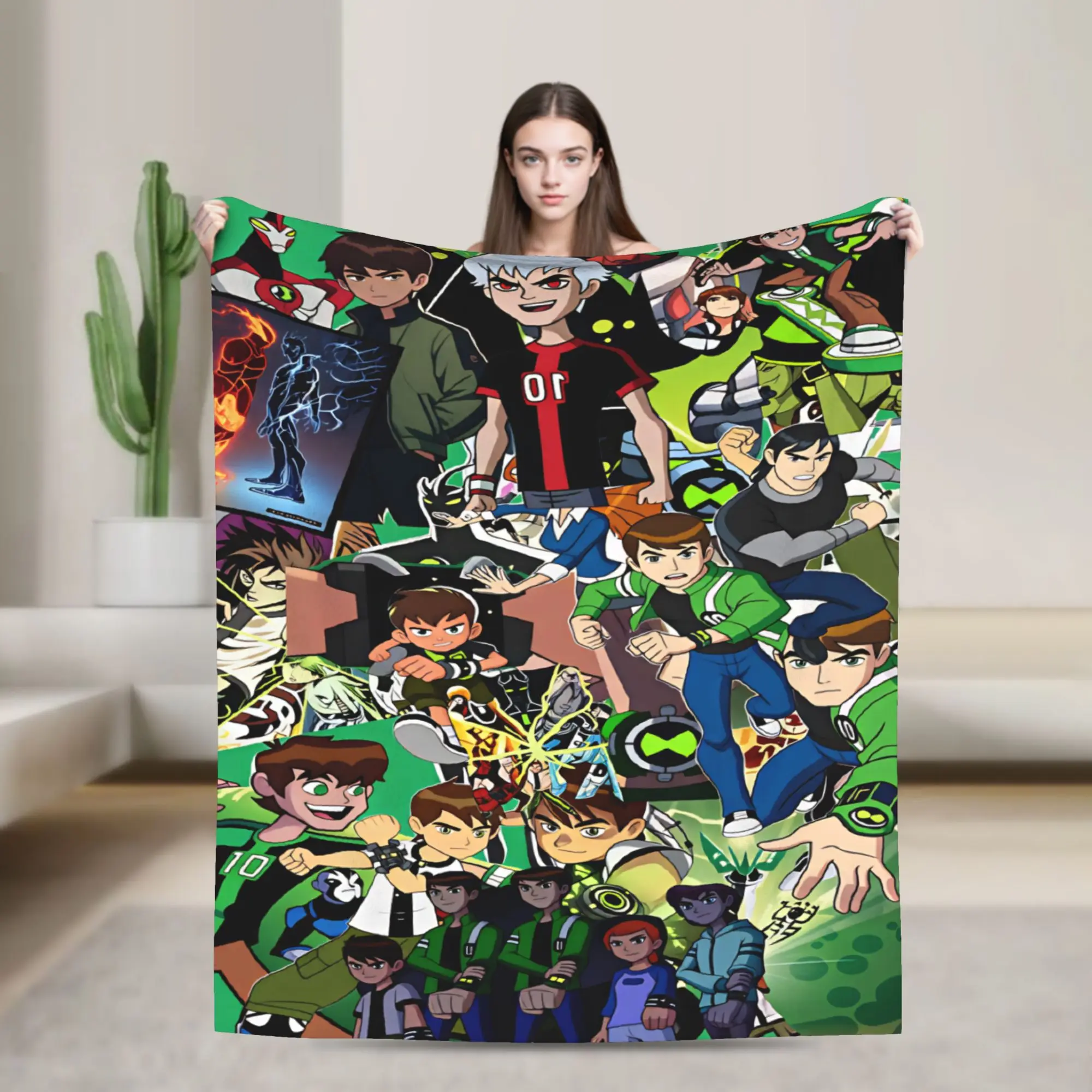 Warm Cozy Bedding Throws Travel Car Ben 10 Cartoon Animation Blanket  Flannel Bedspread For Living Room Funny Sofa Bed Cover