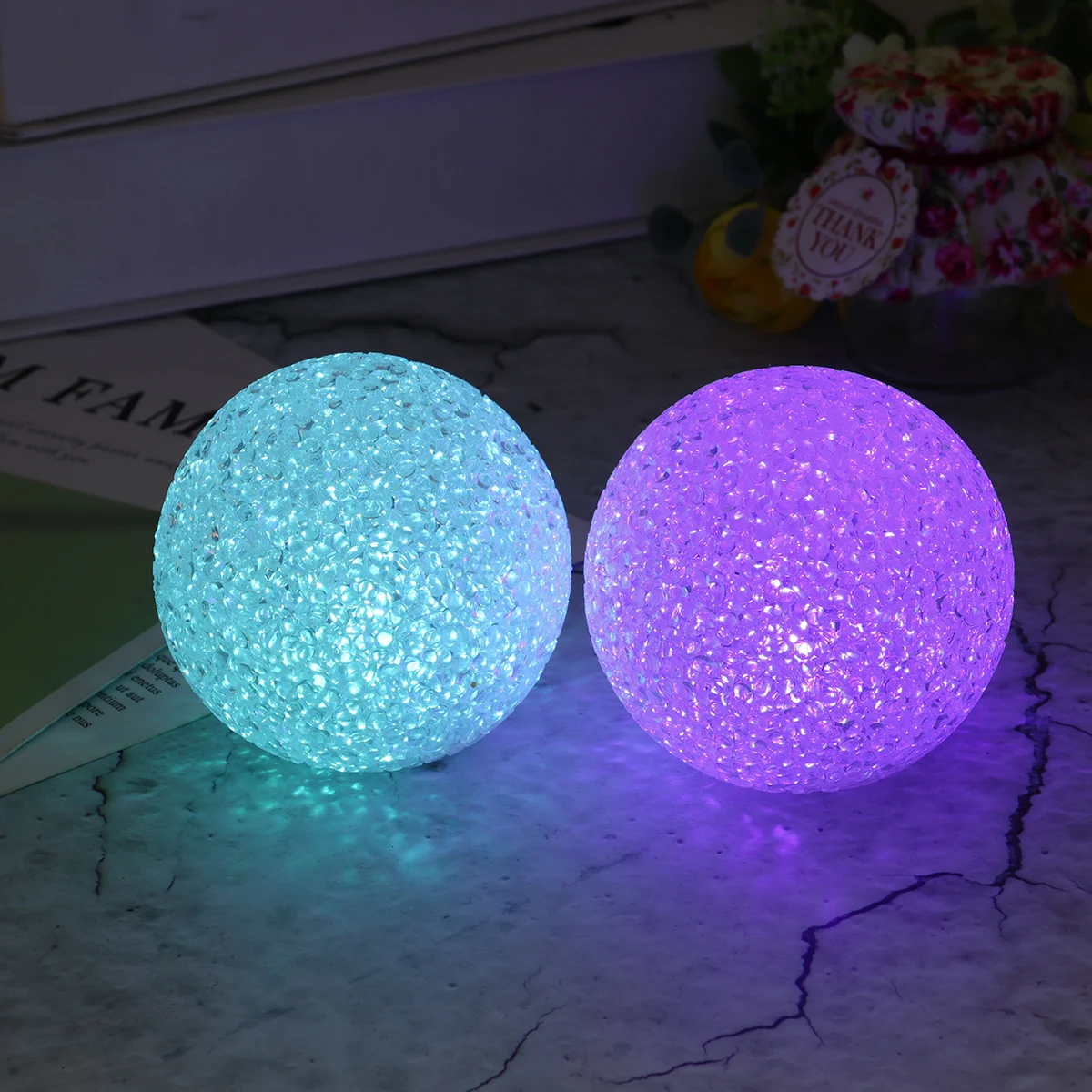 

Night Light Crystal Lamp Decorative Lights White Ball Nightlight Tabletop Decoration
