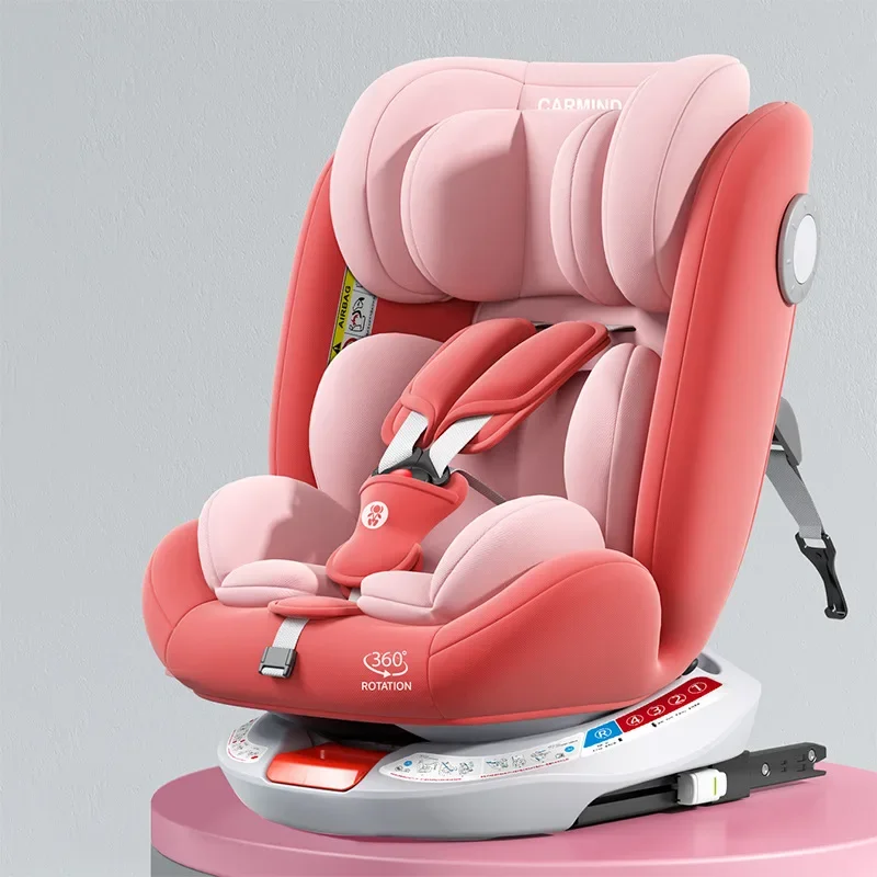 Asiento de seguridad para niños, asiento de seguridad para recién nacidos, giratorio de 360 grados, bidireccional, cómodo, transpirable, ajustable, para coche