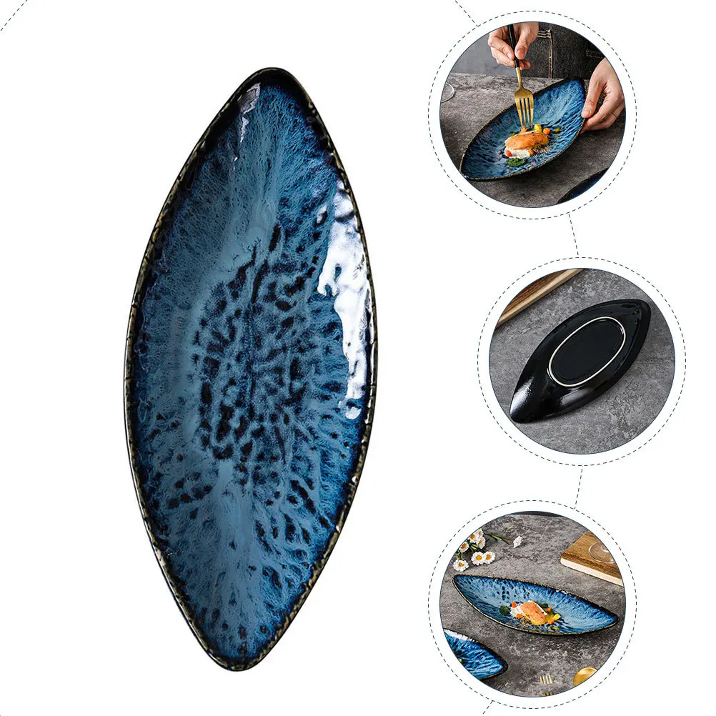 

Ceramic Sushi Plate Fine Workmanship Classic Salmon Shape Multi-Use Sashimi Dish Restaurant Tray Sushi Plate