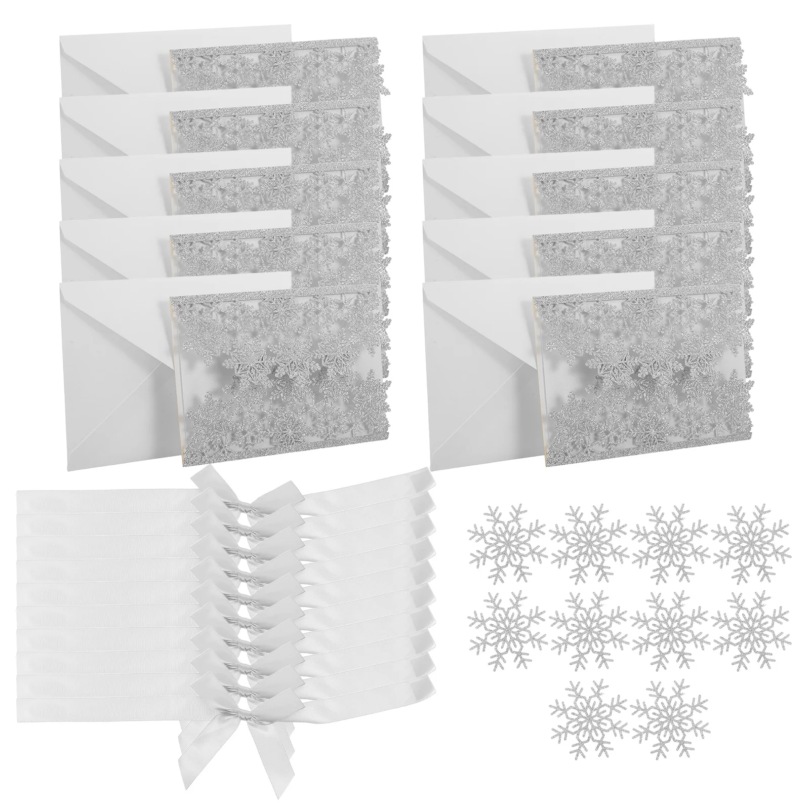 

10Sets Holiday Greeting Cards Christmas Invitation Card Sets Glittered Envelope Winter Wedding Party Bridal Shower Invitation
