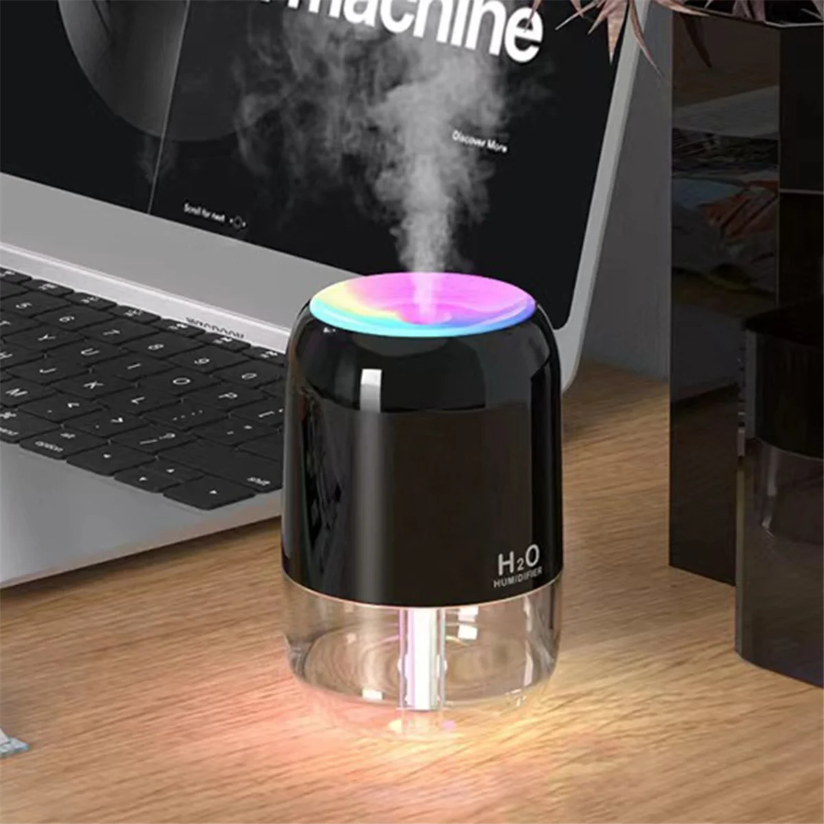 USB Air Humidifier Atmosphere Light Fragrance Intelligent Spray Colorful Aromatherapy Diffuser Humidifier for Car Home-A