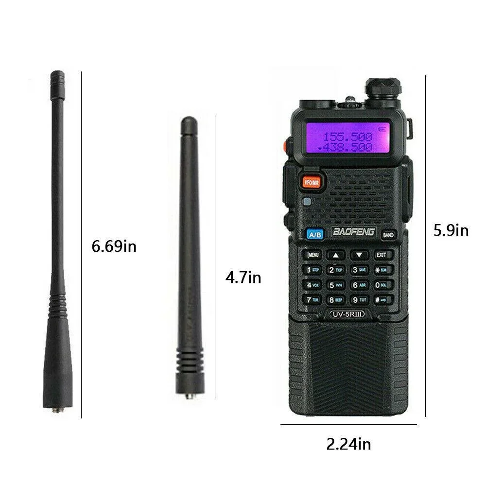 BAOFENG UV-5R III 3800mAh tri-band VHF/UHF Walkie Talkie taşınabilir CB su geçirmez iki yönlü radyo istasyonu HF telsiz iki anten