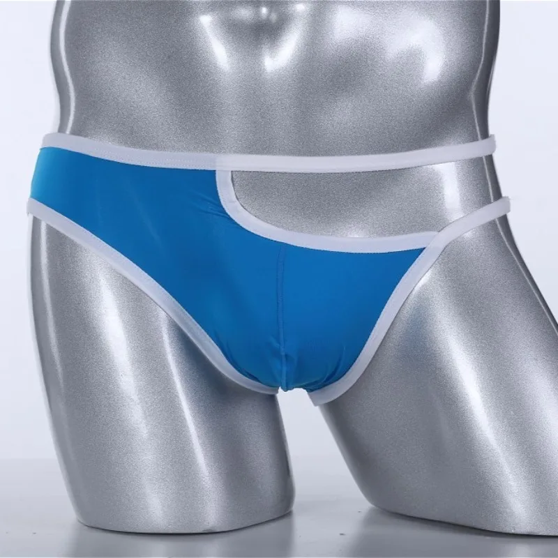 

Thin Ice Silk Sexy U Convex Underwear Men's Hollow Out Gay Briefs Low Waist Side Empty Triangle Panties Swimwear Трусы Мужские
