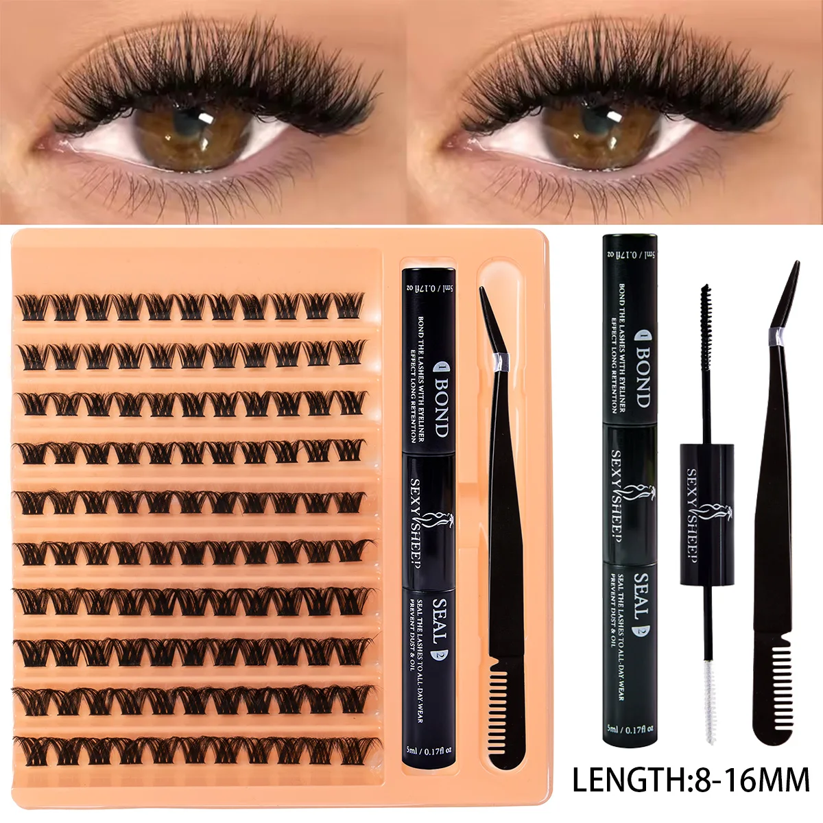 لتقوم بها بنفسك لاش تمديد عدة 110 قطعة مجموعات الرموش مجموعة الرموش الفردية مع لاش السندات وختم ملاقط لاش