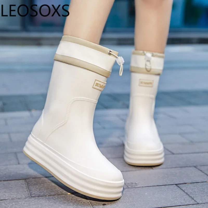 Botas de lluvia antideslizantes para mujer, zapatos de lluvia ligeros y bonitos para pesca al aire libre, suela gruesa, zapatos de moda impermeables, nueva llegada