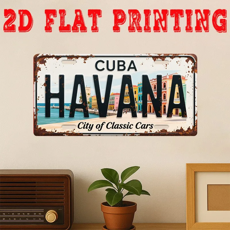 AL Sign - Vintage Durable Metal Plaque Wall Decor, Cuba Havana City of Classic Cars Home Office Bar Man Cave Wall Art