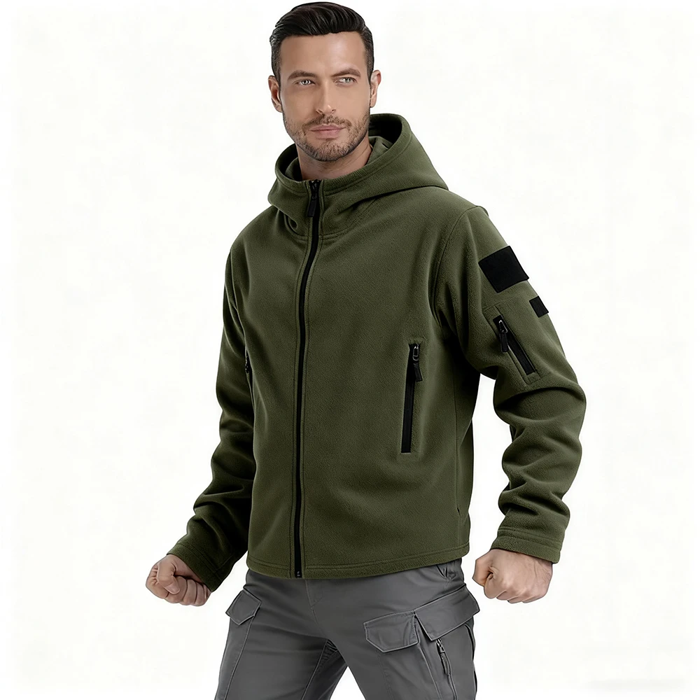 2025年秋冬新作フリースジャケット メンズ フード付きフリースジャケット フルジップ アウトドア 防風 フード付き 暖かい作業着