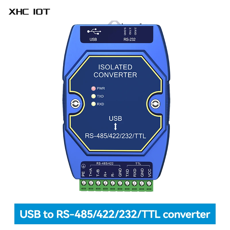 

CH340 Optical Isolated Industrial Converter USB to RS485/RS232/TTL Converter With Type-C Interface XHCIOT E810-U15C DC4.5~5.5V