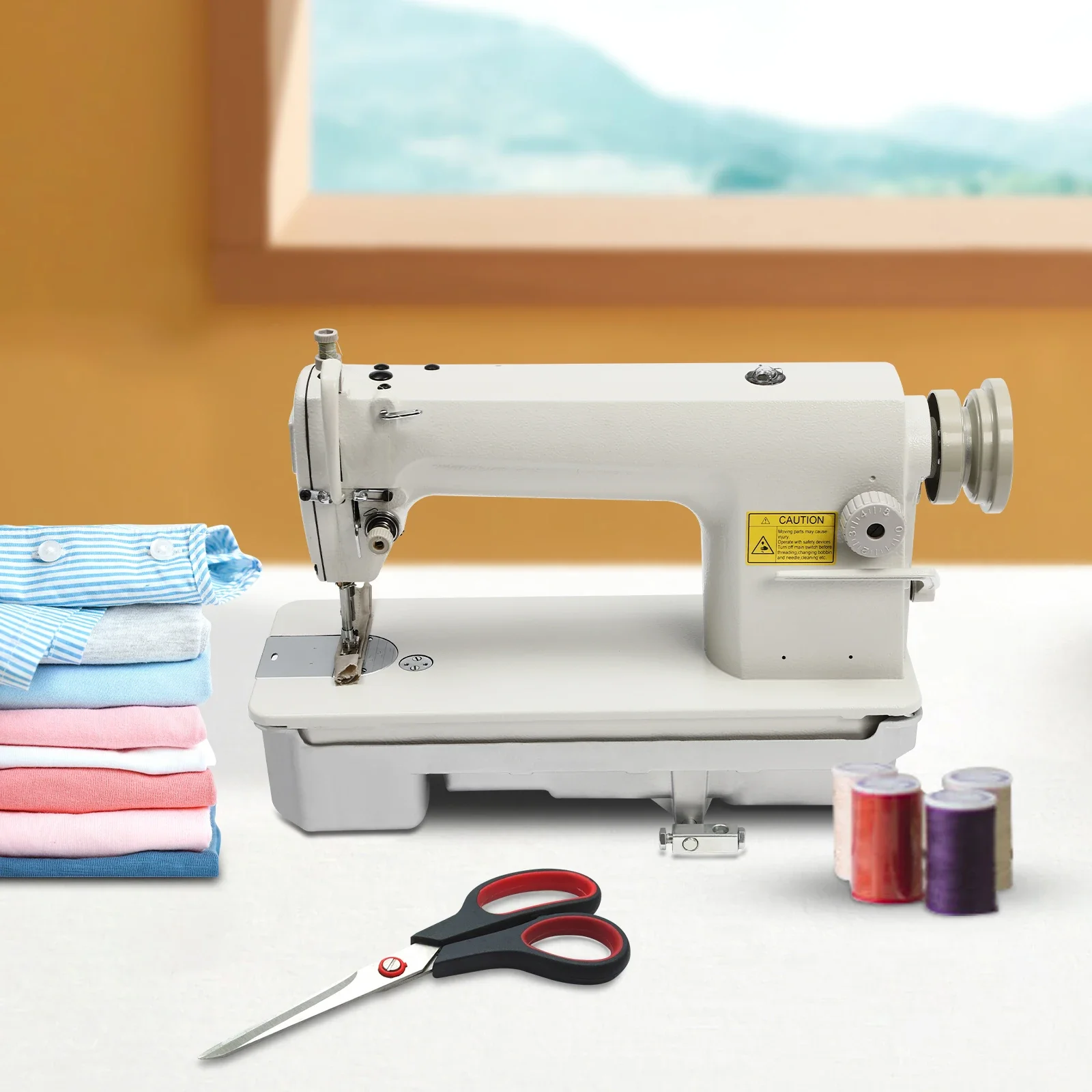 

Powerful Industrial Electric Sewing Machine, Straight Stitch, Adjustable Stitch Length & Presser Foot, Ideal for Sewing Leather