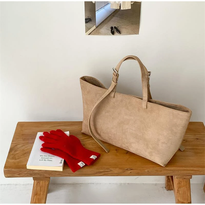 

Винтажная большая вместительная сумка-тоут подмышками, элегантный минималистичный женский коммуникационный портфель, однотонная повседневная осенняя сумка для покупок