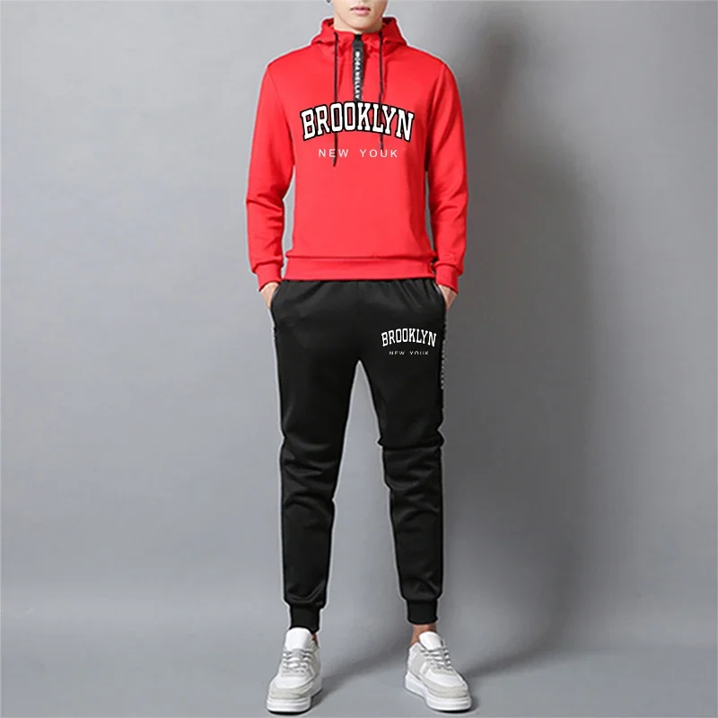 Hoodie Jogging Sweatshirts for Men Commuting Attire Sportswear Man Sports Sweatsuit Set Fashion Men\'s Clothing Daily Half Zipper