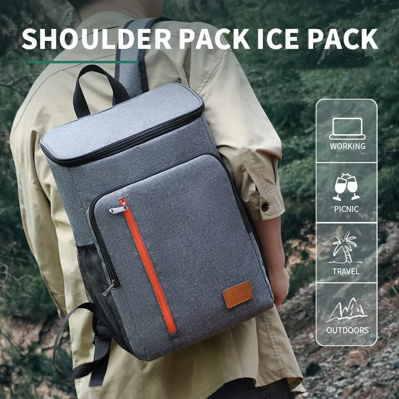 Mountain Camping Large Capacity Aluminum Foil Insulated Ice Bag, Outdoor Picnic Backpack Lunch Box Bag
