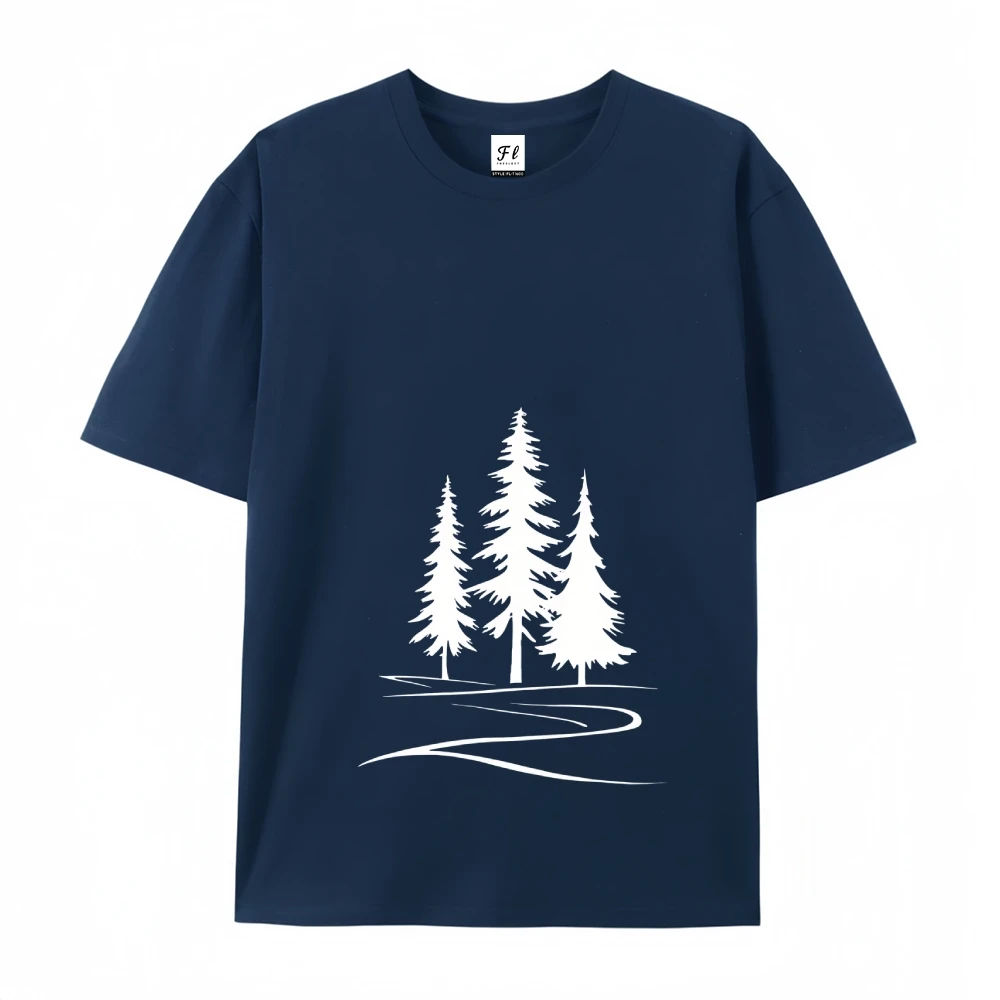 Foresta di alberi per amante della natura T-shirt con albero di pino Escursionismo Il suo vintage lavato unisex allungato Evergreen Grafica da campeggio morbida