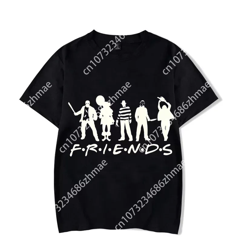 Friends Print Men T-shirt Halloween Horror Movies Trick or Treat Tshirt Fashion Harajuku T-shirt Friends Oversized Streetwear