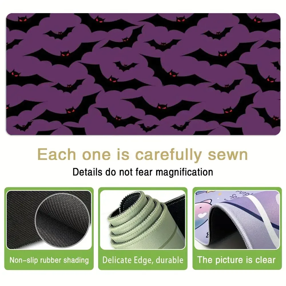 Vleermuizen Halloween Bureaumat Paars Gaming Grote muismat XXL Toetsenbordaccessoires Muismat Rubber Kawaii Muismat Gamer XXL
