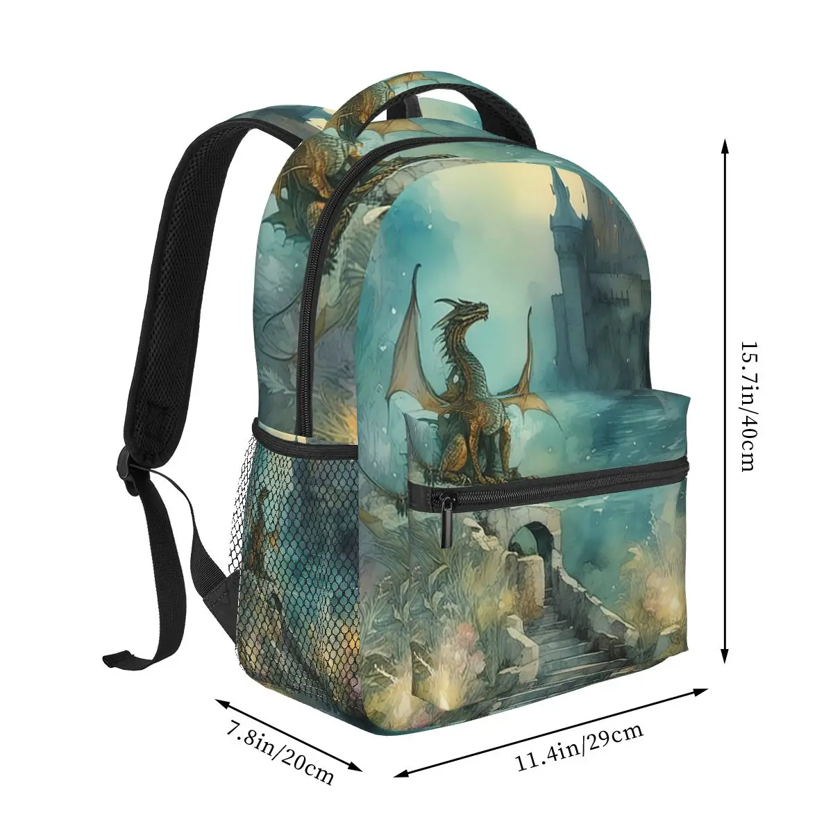 Fantasy Mythical Dragon And Castle Backpack Hot Sale Daypack Large Capacity Kids BookBag School Bag Shoulder Bags for Men Women