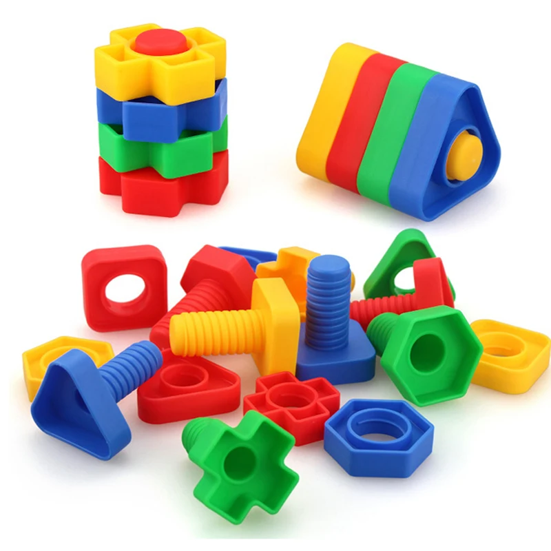 Parafusos e porcas de plástico crianças aprendendo jogo de correspondência habilidades motoras finas brinquedo construção conjunto montessori