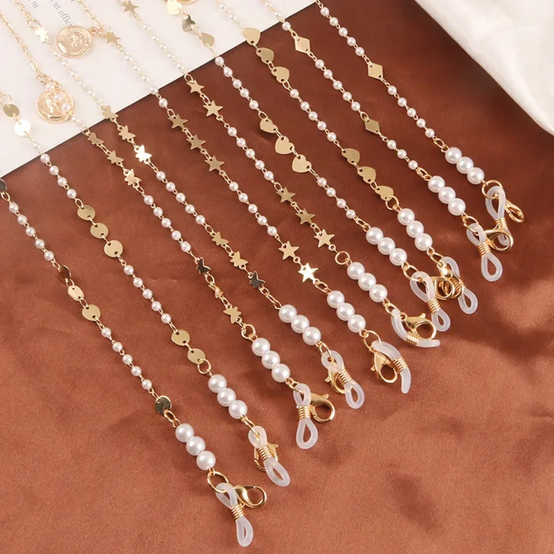 

New Butterfly Star Charm Outdoor Glasses Chain Lanyard Pearl Zircon Crystal Children Non-slip Sunglasses Mask Holder Neck Strap