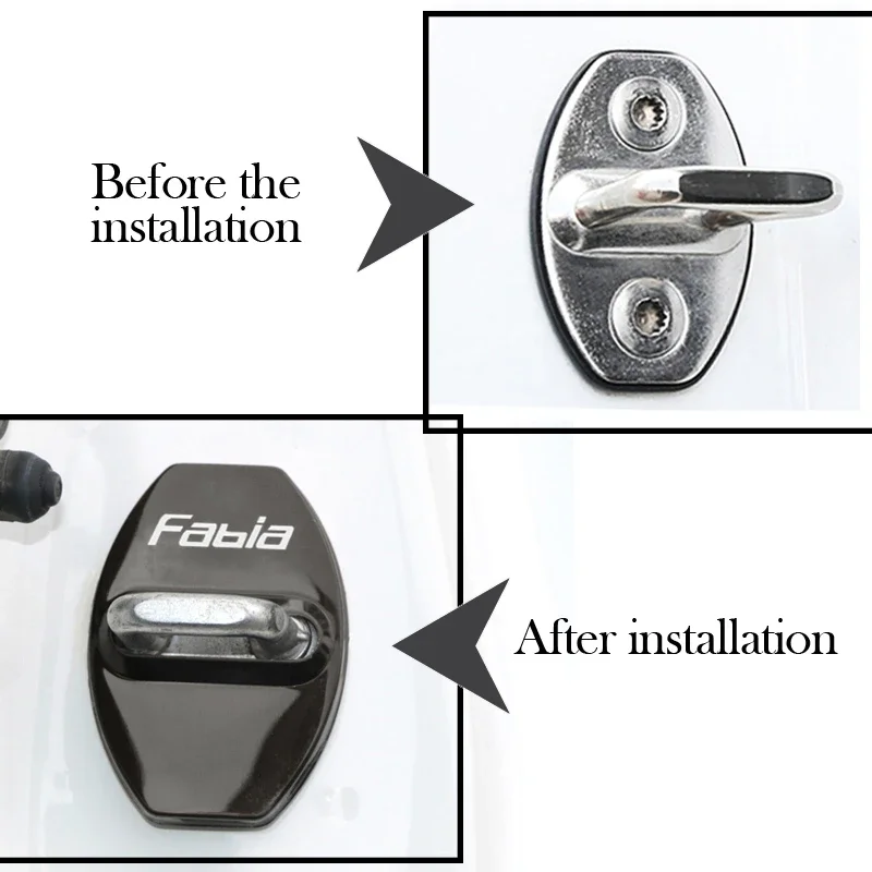 غطاء غطاء إبزيم قفل باب السيارة مضاد للصدأ ، ملصقات حماية ، إكسسوارات شارة لشعار فابيا ، ديكور داخلي للسيارة
