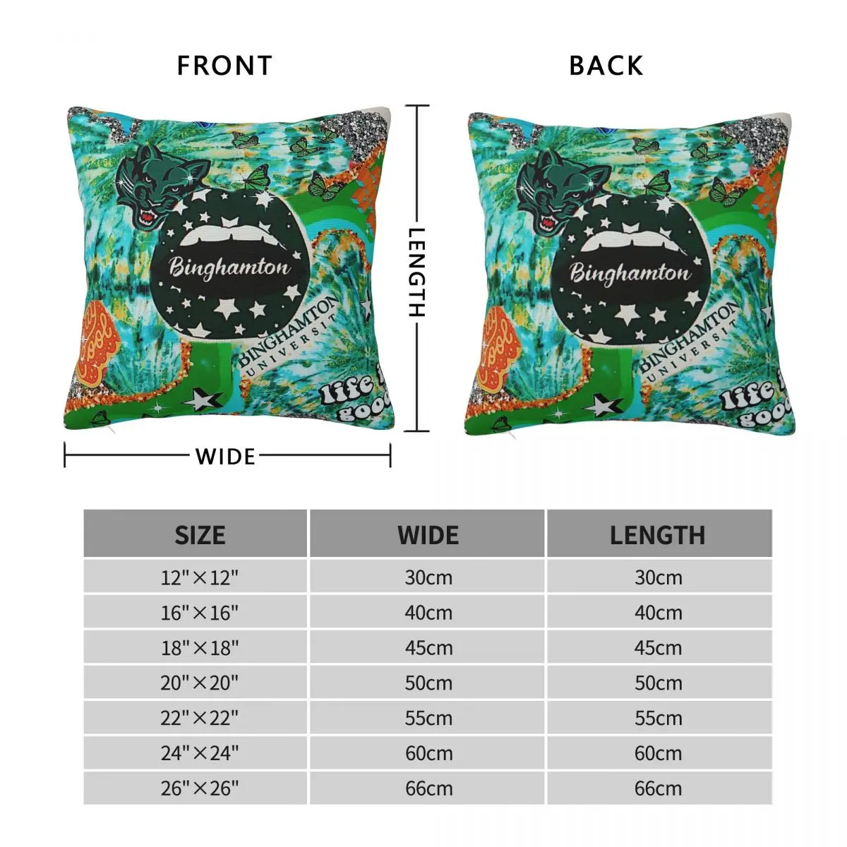 Binghamton Life Is Good Square Pillowcase Polyester Linen Velvet Pattern Zip Decor Home Cushion Case