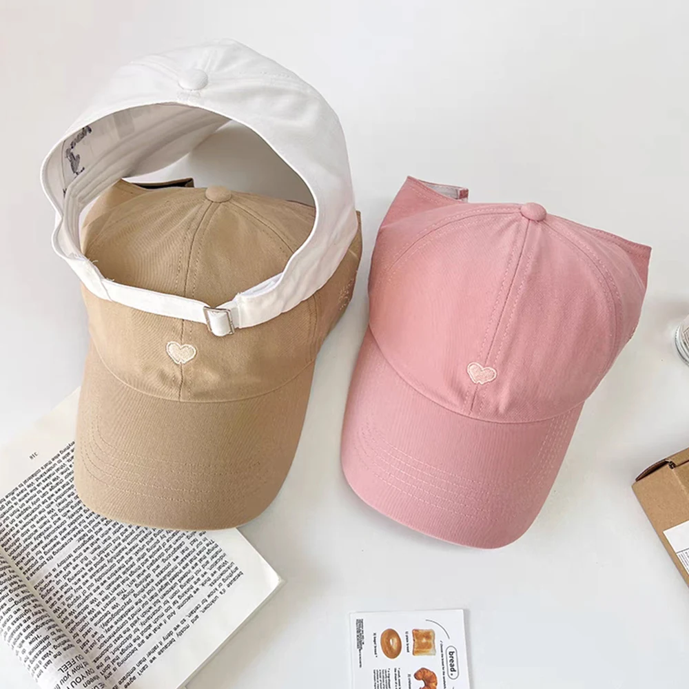 

Baseball Cap Baseball Cap Summer Sun Protection Cap Tie High Ponytail Sun Visor Hats Empty Tail Embroidery Heart Sunscreen Hat