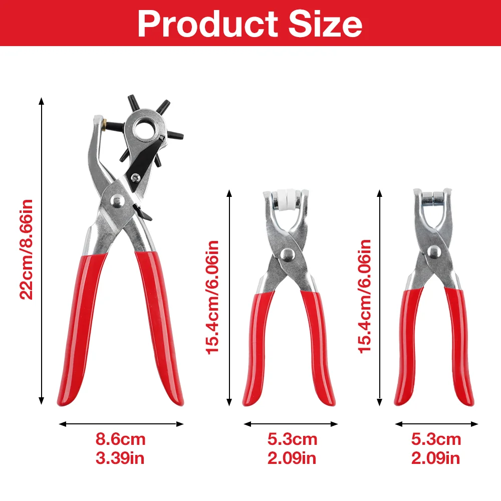Hole Punching Pliers Set, 6 Adjustable Hole Sizes, Includes 200 Buckles, For Punching Holes In Watch Straps And Leather Belts