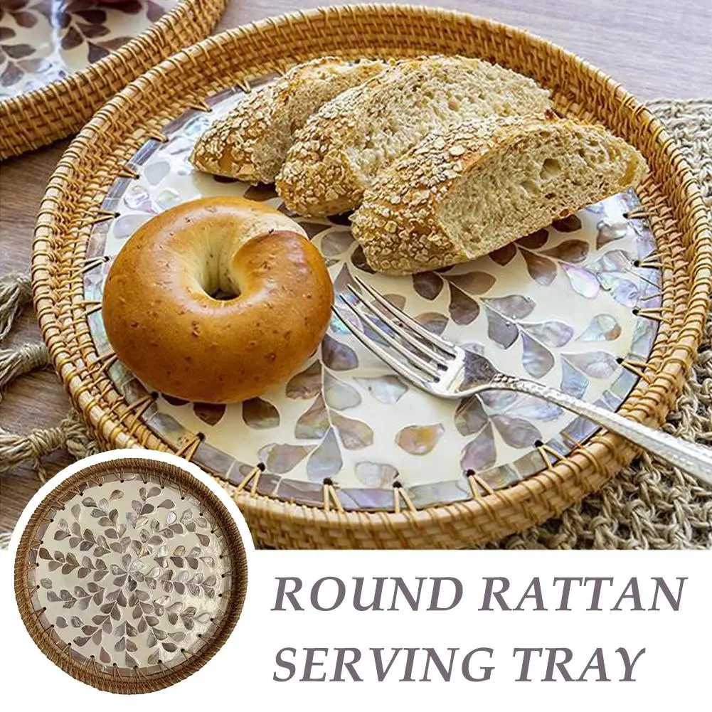 Paniers de rangement en rotin tissés à la main, paniers de pique-nique ronds, plateaux de service Queen, fournitures de cuisine, collation, gâteau