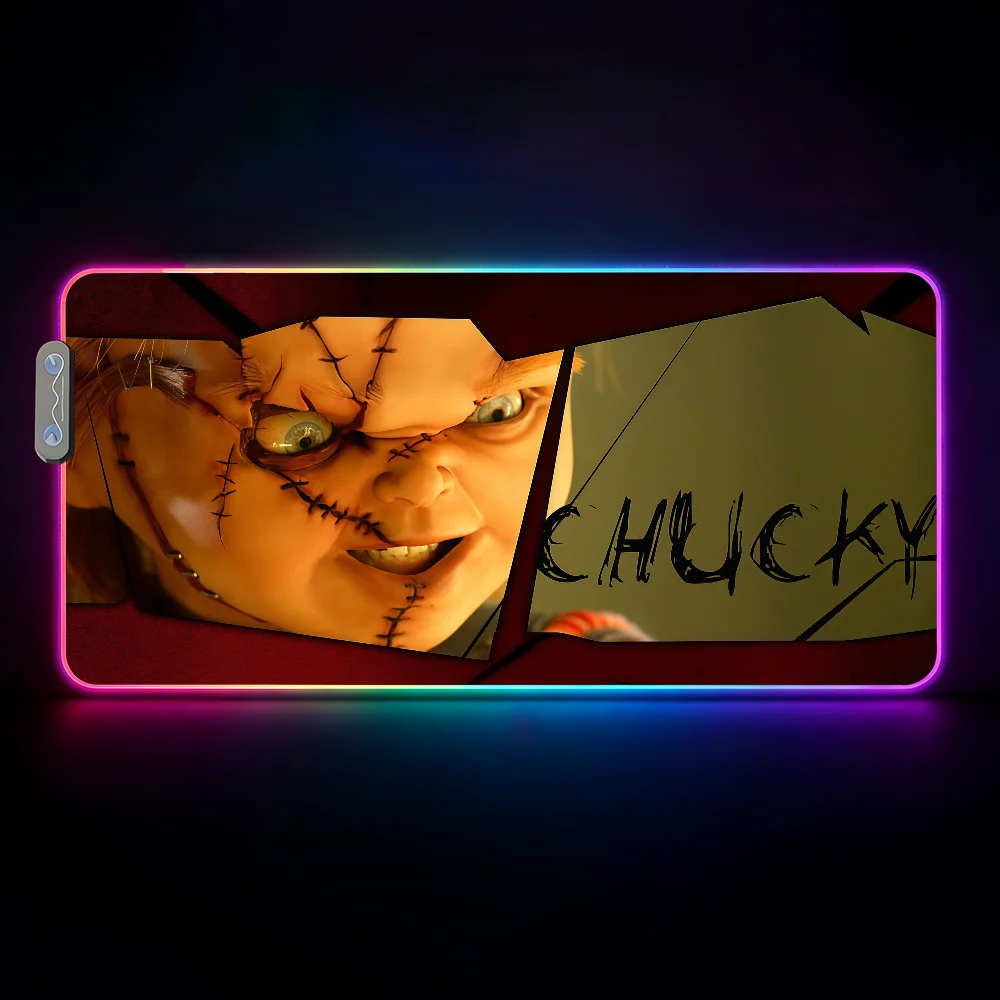 

Horror Mouse Pad Waterproof RGB LED Light Colorful Game Keyboard Non-slip C-Chucky Cover Desk-mat Surface