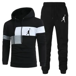 Men Set Tracksuit Hooded Sweatshirts and Jogger Pants High Quality Gym Outfits Autumn Winter Casual Sports Hoodie Set Streetwear