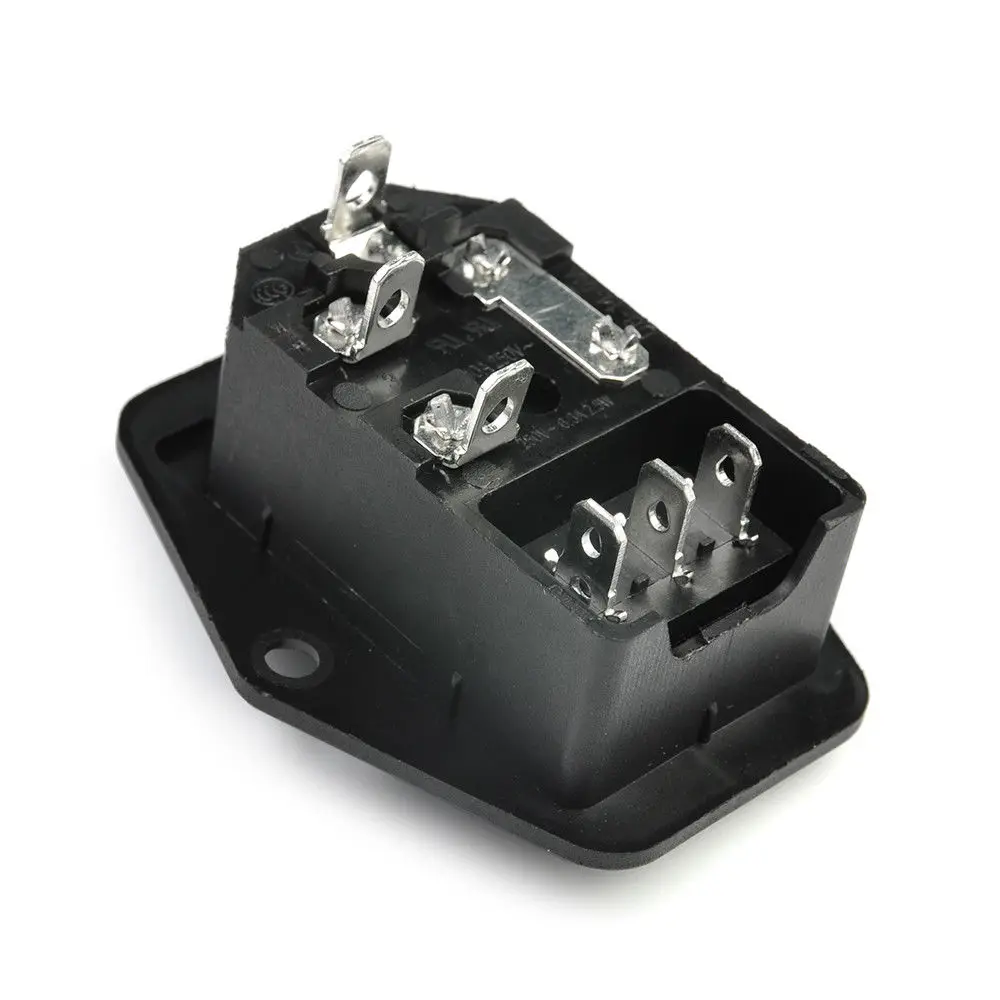 AED7-New 3 Pin Iec320 C14 Ac Inlet Male Plug Power Socket With Fuse Switch 10A 250V