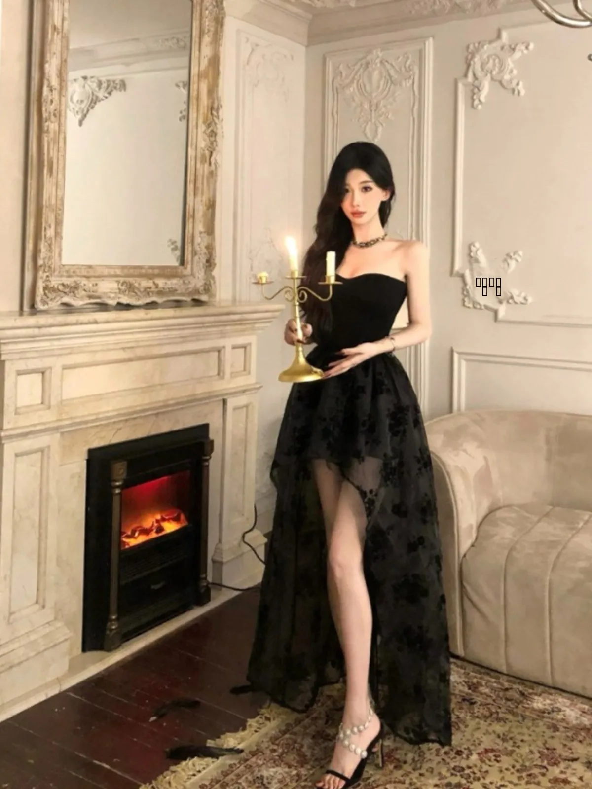 

Вечернее платье Ele Bla с кружевной вышивкой, корсет с высокой талией и корсетом спереди, длинное асимметричное платье из органзы Dr