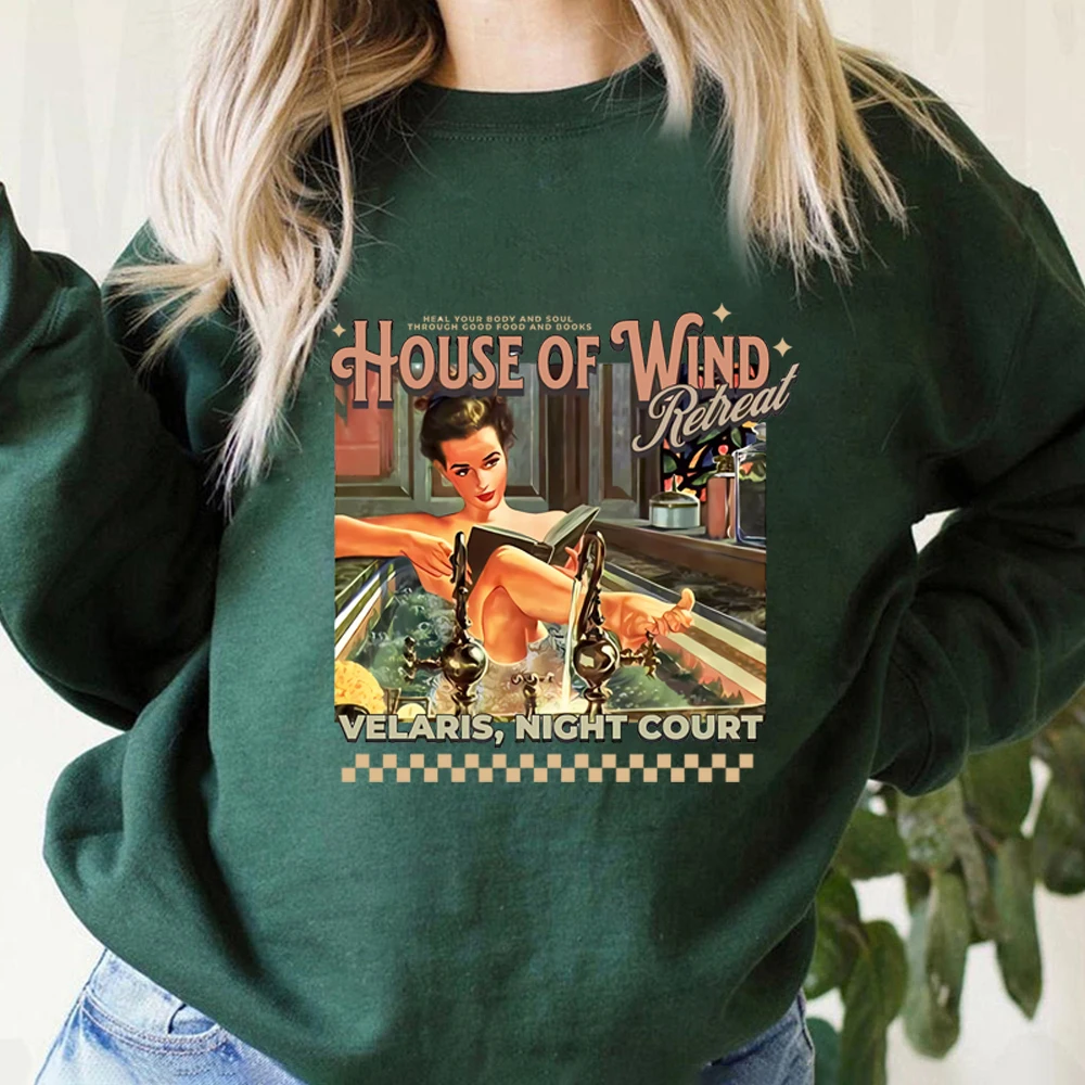 Vintage ACOTAR sweatirts Retro House of Wind Shirt Sarah J Maas Top Reading Shirt for Friend Book Lovers Gift felpa Unisex