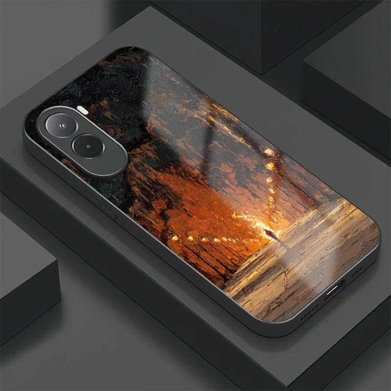 

Чехол для телефона из закаленного стекла для Xiaomi Poco M7 Pro 5G, противоударный защитный чехол для Poco M6 M5 M5S M4 Pro M3, капа с рисунком