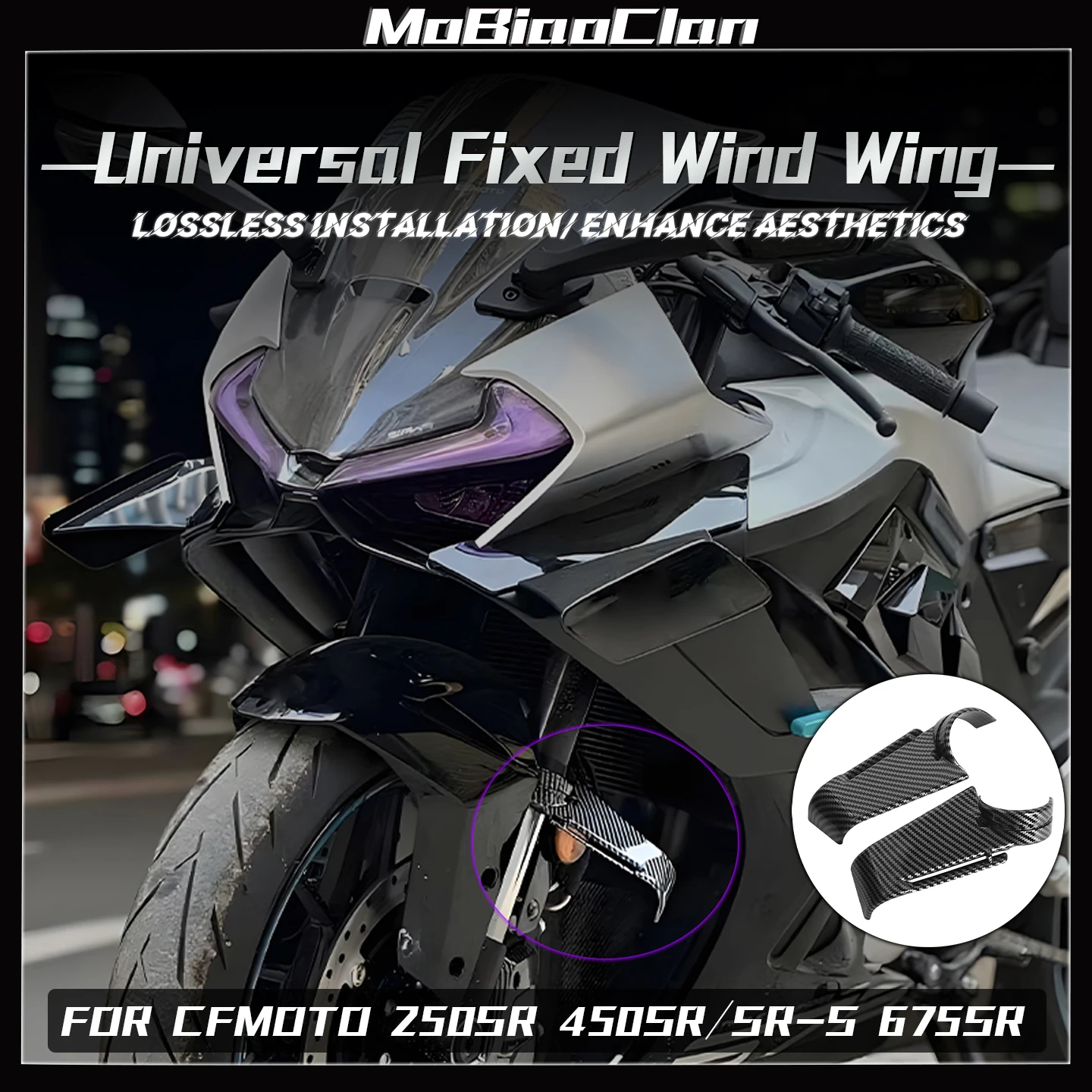 For CFMOTO 675SR 675NK shock-absorbing fixed wing 250SR 450SR side wing guide plate imitation motorcycle universal fixed wing