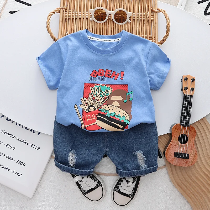 

Summer Baby Boy Clothes 2024 Fashion Casual Cartoon Short Sleeve T-shirts and Shorts Boys Outfit Set Kids Bebes Jogging Suits