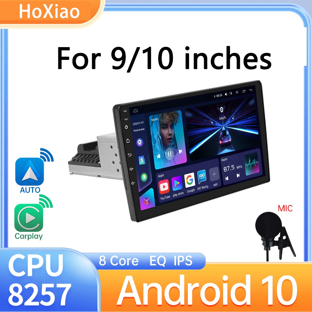 1din 4G+64 Android12 9/10 inch Stereo car Radio Adjustable Universal GPS  Bluetooth Navigation Multimedia  8 Core Carplay 1 Din