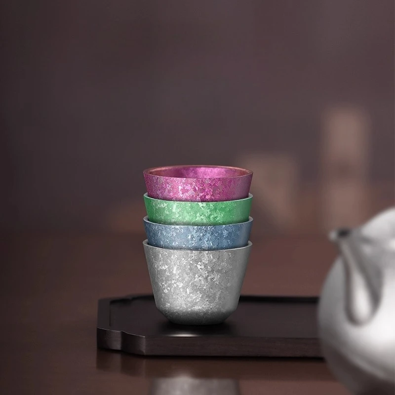 

50ML Pure Titanium Double-layer Small Teacup Coffee for Outdoor Travel Camping Coffee and Tea Tableware Brewing Tea CupsTeapot