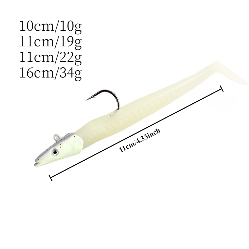 1pcs Long-cast Winter Sea Fishing Lure Jighead Soft Bait 19g 22g 34g Silicone Wobbler Practical Fishing Accessories