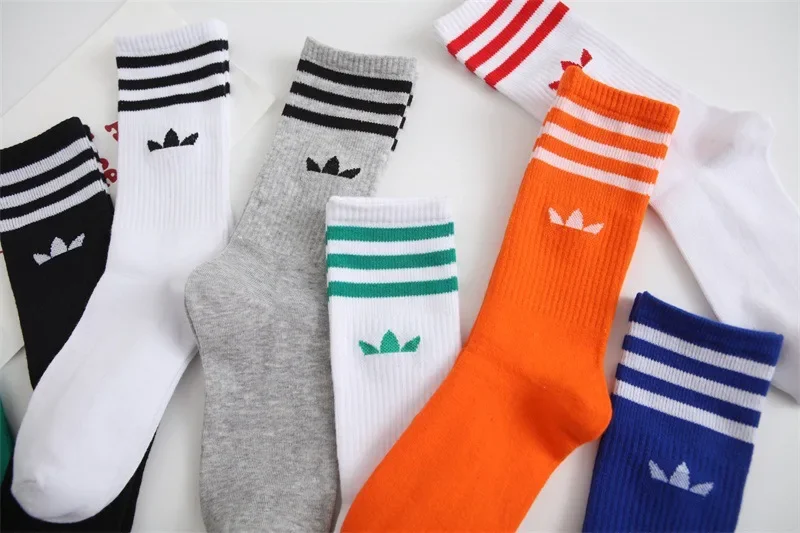 Fashion shamrock solid striped socks Sports shoes skateboard striped crew  cotton  casual  pure cotton  long for woman and  man