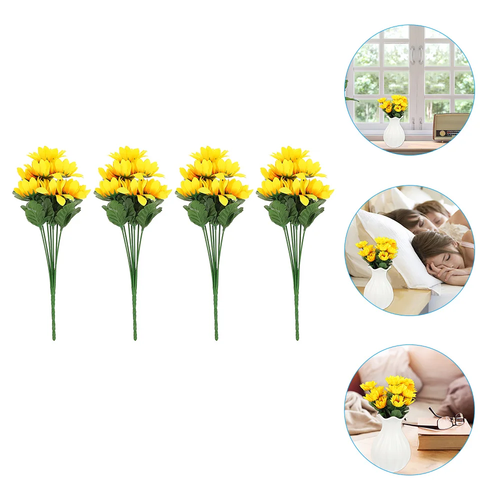 

Lifelike Sunflower Artificial Flower Bouquet Fake Wedding Party Decorative Simulation Sunflower Branch For Home Living Room