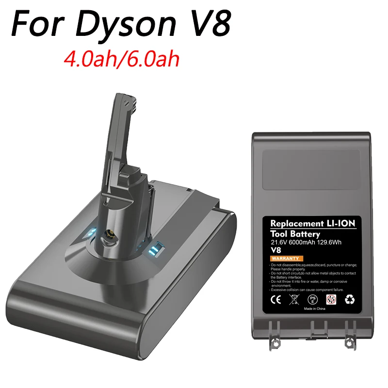 21.6V 6000mAh/4000mAh Replacement Battery for Dyson V8 Absolute Handheld Vacuum Cleaner for Dyson V8 Battery SV10 Batteri