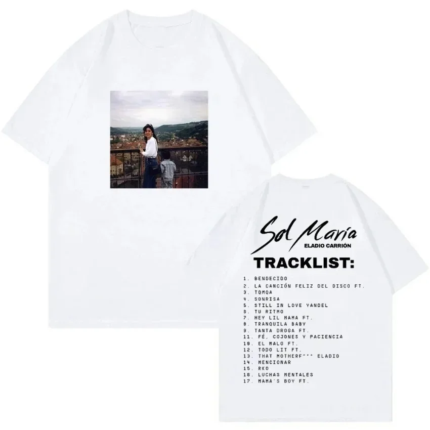 Eladio Carrion Sol Maria Album Print T-shirt Men Women Cotton Hip Hop Oversized Tshirt Short Sleeve T Shirt Streetwear Tops Tee